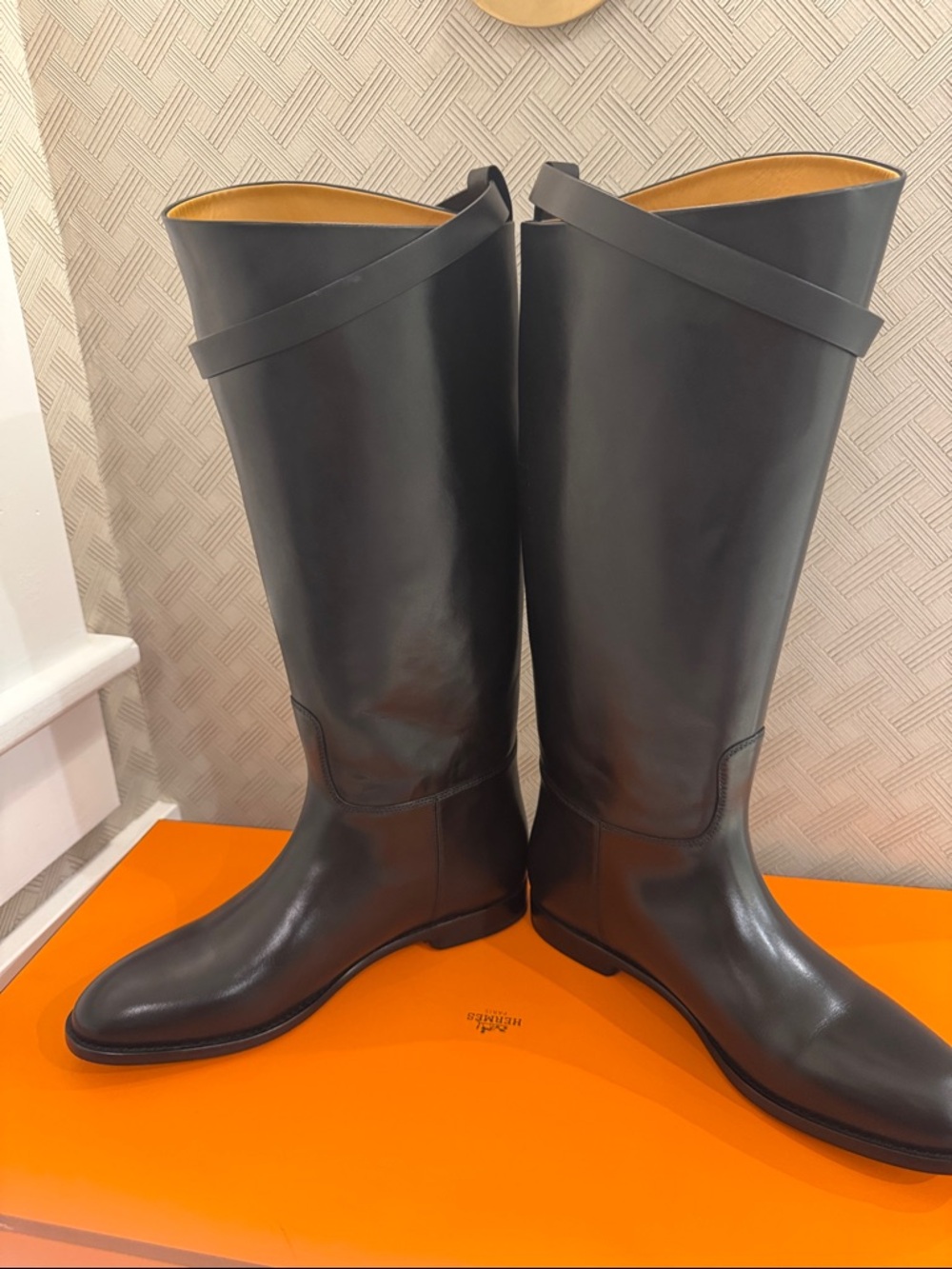 Classic Black Leather Riding/Jumping Boots with Silver Buckle size 41 US 11 - Picture 10 of 16